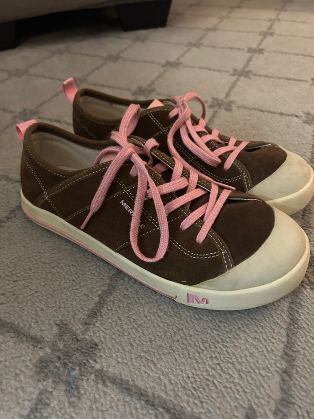 Merrell Sky Jumper Brown Suede Sneakers with Pink Laces